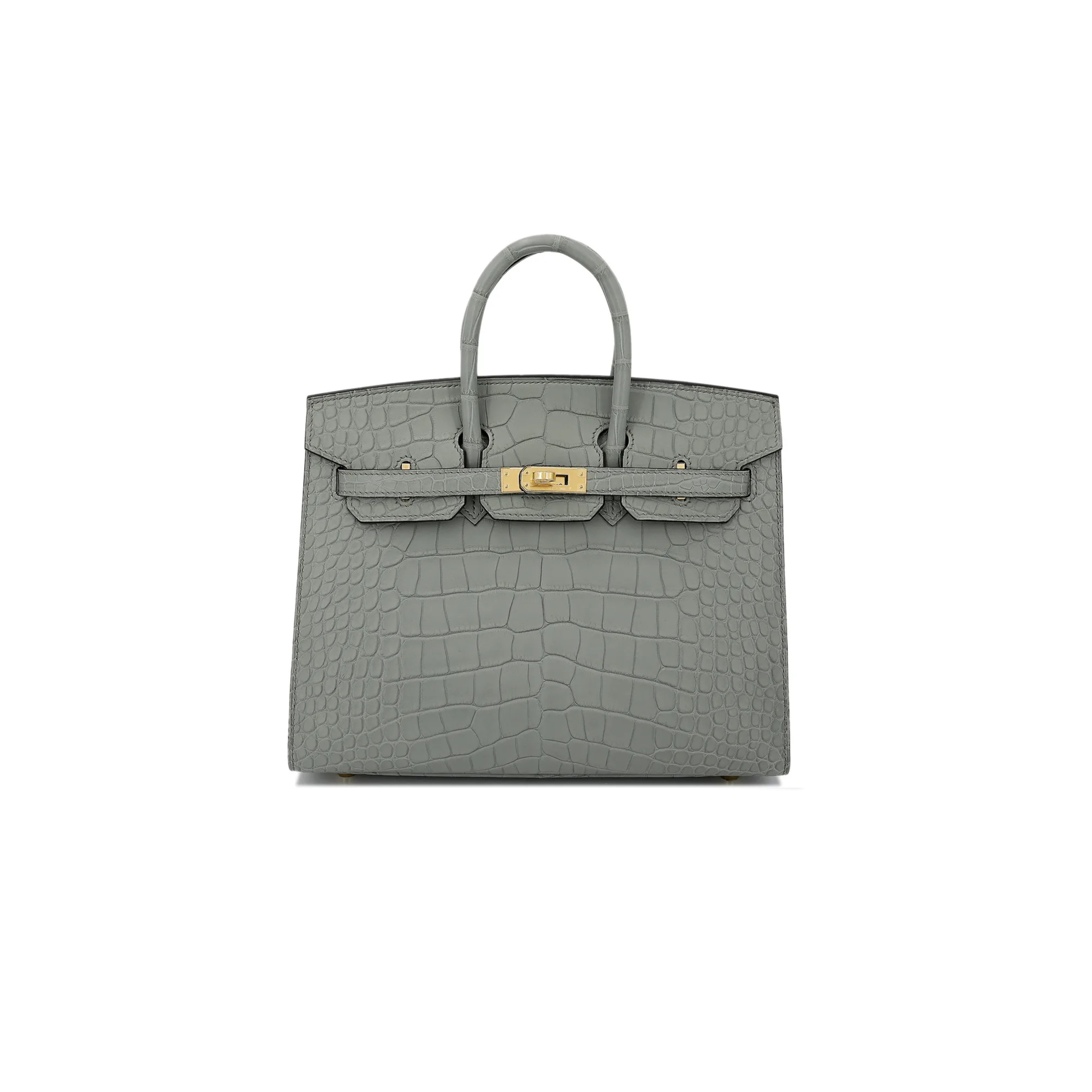 H**mes master birkin 20 crocodile leather crystal grey silver buckle h041350ck05 (20*15.5*11cm)